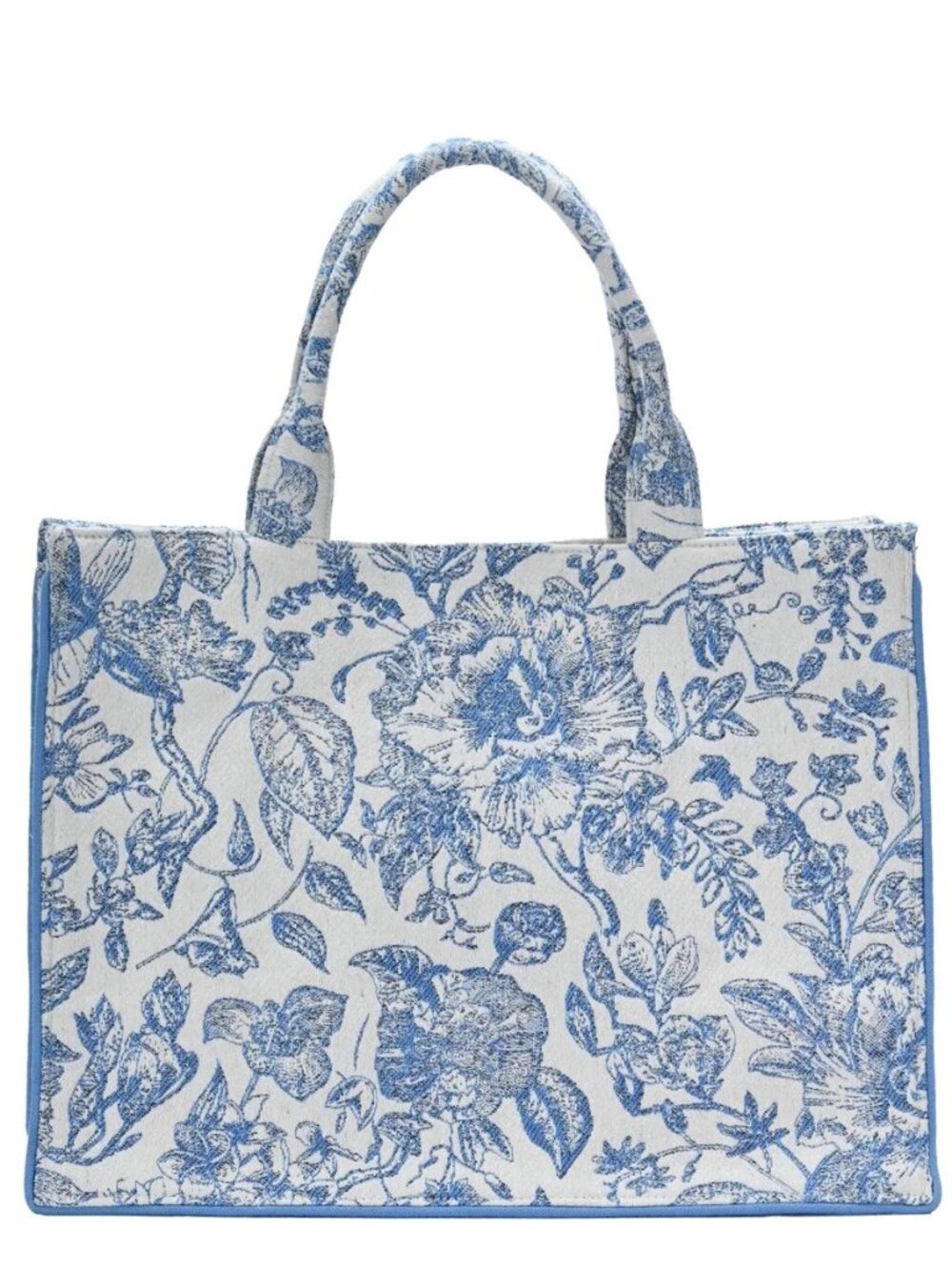 Antik Kraft Isabella's Blossom Floral Tote - Blue and Cream